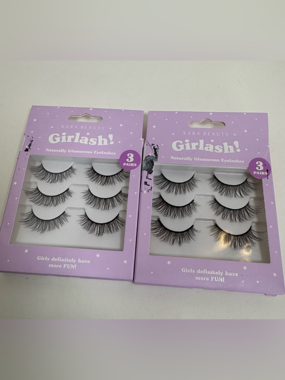 Kara Beauty Girlash! Naturally Glamorous Eyelashes 3 Pack Lot Of 2 New